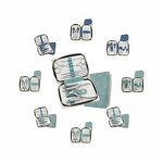 9pcs Nail Clipper Set - Blue Stainless Steel Personal Care Tool with Leather Bag