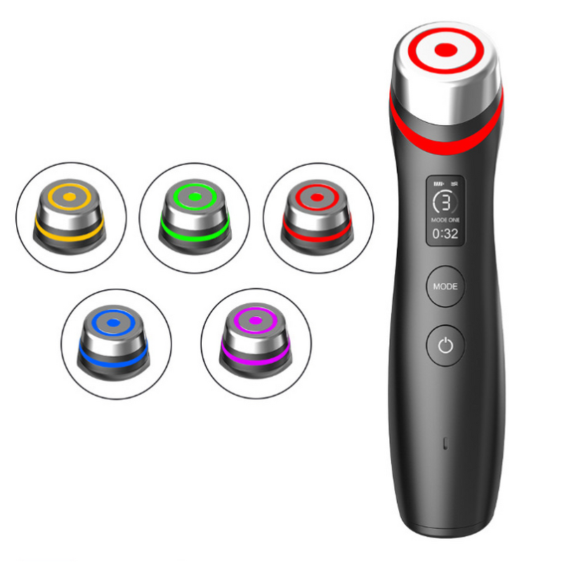 5-color Light Beauty Device - EMS Microcurrent Vibration Red Blue Pore Care Hand Held
