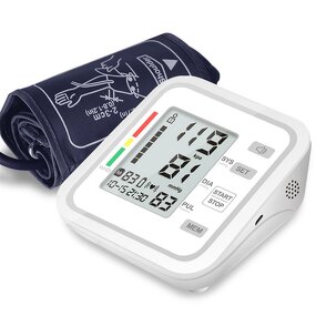 Upper Arm BP Monitor - Household Fully Automatic LCD Electronic Sphygmomanometer with Voice