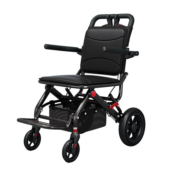 Folding Wheelchair - Portable 12-inch with Shopping Cart for Elderly Care