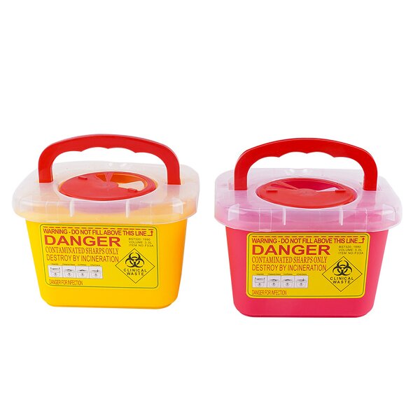 Sharps Container - Medical PP Plastic Biohazard Needle Syringe Disposal Safety Box