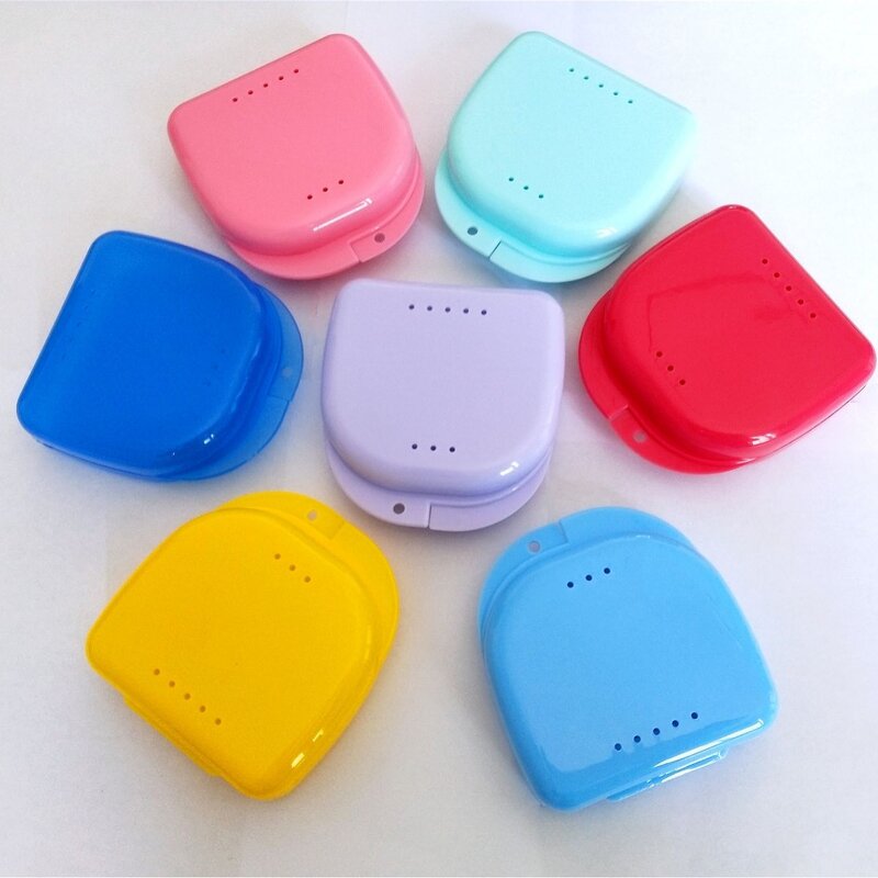 Denture Storage Box - Plastic Colorful Invisible Aligner Orthodontic Braces Retainer Case