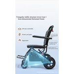 Folding Wheelchair - Portable 12-inch with Shopping Cart for Elderly Care