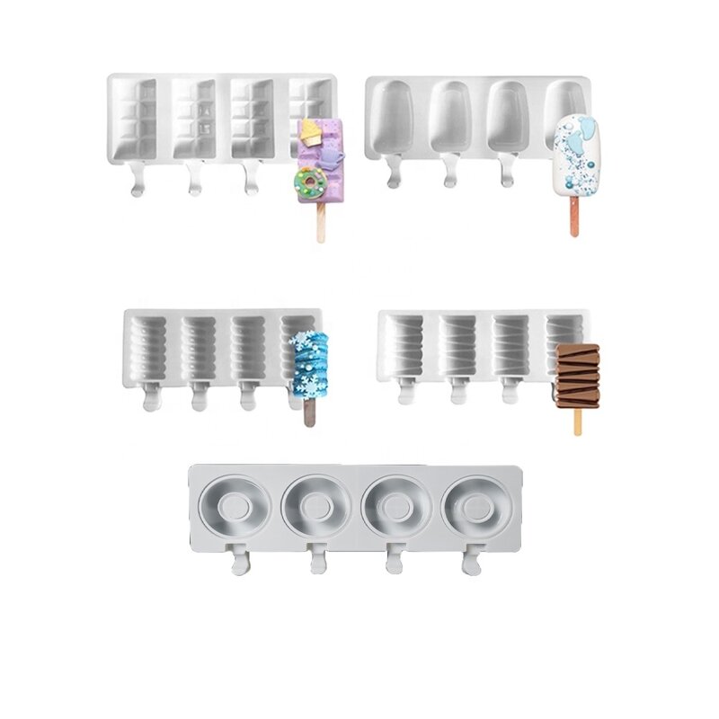 Ice Cream Mold Manufacturer - 4 Cavity Silicone Bear Cylinder Dinosaur for Popsicle