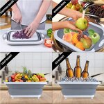 Colander Manufacturer - Collapsible Folding Silicone Chopping Board Vegetable Washing Basket 3 in 1
