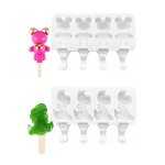 Ice Cream Mold Manufacturer - 4 Cavity Silicone Bear Cylinder Dinosaur for Popsicle
