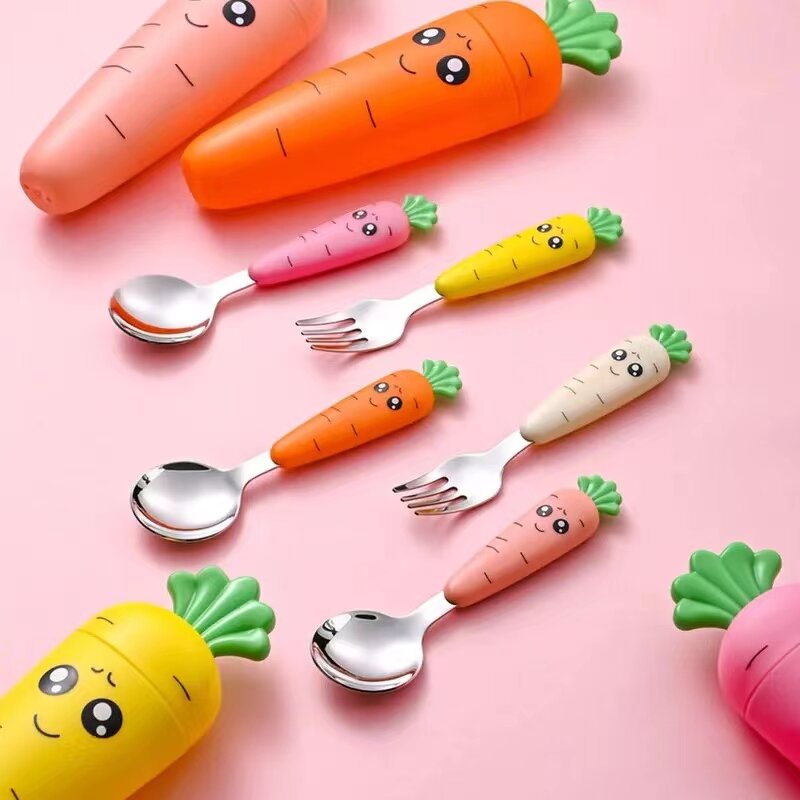 Cutlery Set Manufacturer - Baby Feeding Utensils Cartoon Fork Spoon Kid Tableware