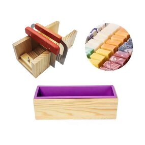 Silicone Mold Set Manufacturer - Rectangular with Wooden Box for Soap & Bread Cutting