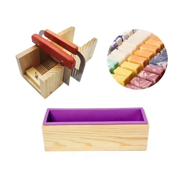 Silicone Mold Set Manufacturer - Rectangular with Wooden Box for Soap & Bread Cutting