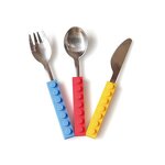 Cutlery Set Manufacturer - 3 Pcs Building Block Kids Spoon Fork Knife with Silicone Handle