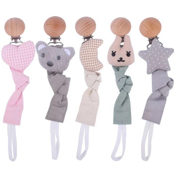 Pacifier Clip Set Manufacturer - New Design Portable Cotton Linen Satin Soft