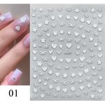 3D Nail Stickers - Shining White Ribbon Bow Star Heart Manicure Decoration