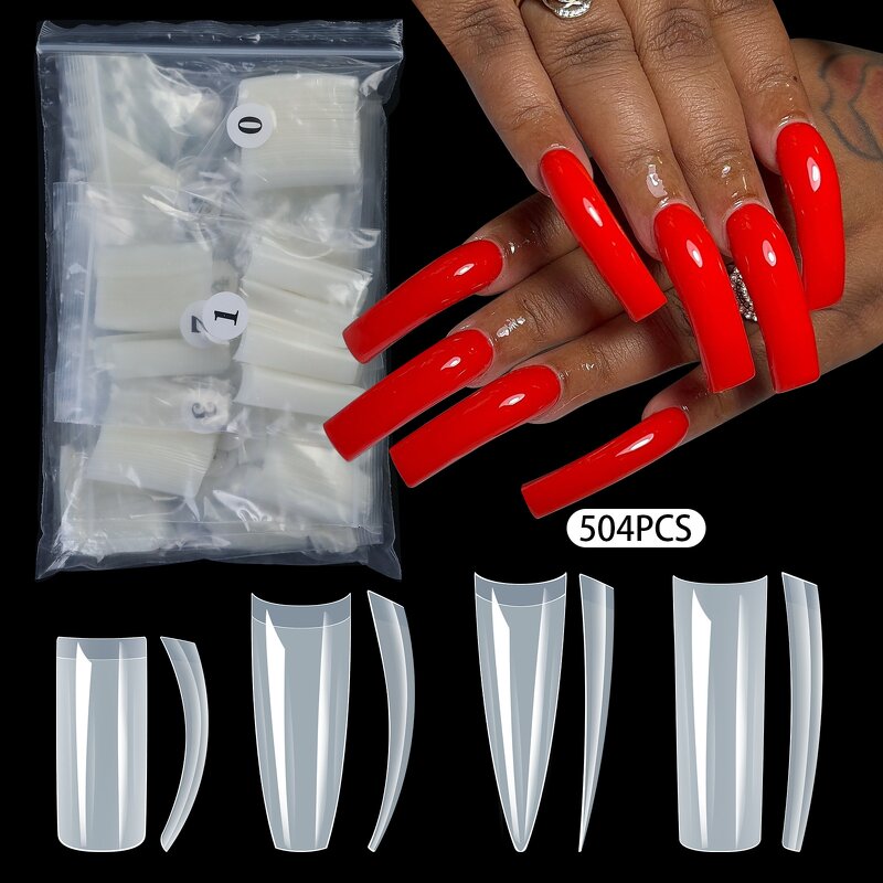 False Nail Tips - Hot Sale 500pcs Half Cover Medium Stiletto Coffin ABS Tips