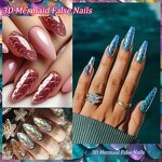 3D Mermaid Nail Tips - 140Pcs Soft Gel Full Cover Acrylic Extensions