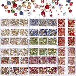 Nail Rhinestones Set - 6 Grid Tapered Bit AB Pointed Bottom Gem Charms Decor