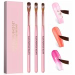 Acrylic Nail Brush Set - 3PCS Size 8/10/14 Pink Handle Professional Powder Tool