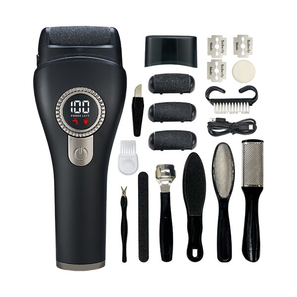 USB Foot File Kit - Rechargeable 3 Rollers Waterproof 3-4 Hours Pedicure Tool