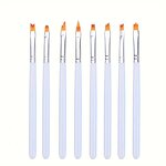 Nail Art Brush Set - 8pcs Painting Liner Stamping Draw Print Pen Manicure Tool