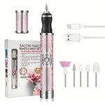 Electric Nail Drill Set - Rechargeable Portable Scrub Sharpening Salon Tool