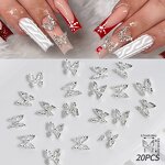 Butterfly Nail Rhinestones - 20pcs/bag Gold Silver Mix 3d Flatback Crystal Charms