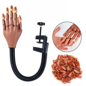 Nail Training Hand - Flexible Movable with 100P Tips Acrylic Manicure Practice