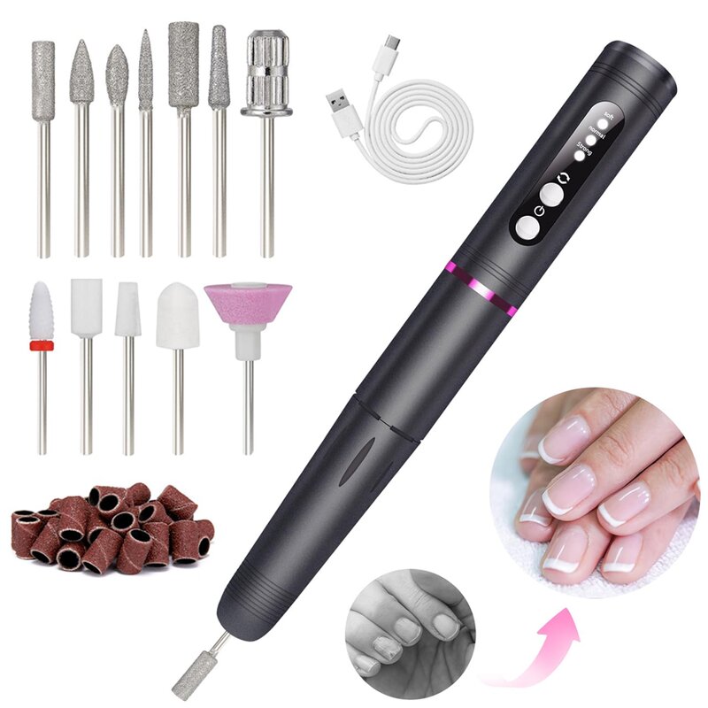 Electric Nail File Drill - 18000RPM Portable Manicure Pedicure Polishing Pen