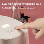 60W Rechargeable Nail Lamp - Cordless Pro Fast Curing 3 Timers Home Salon Use
