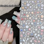 5D Nail Stickers - 2025 Ins Colorful Starfish Shell Ocean Beach Decals