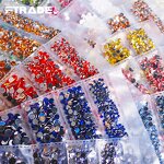Round Rhinestones - 6 Grids Colorful 3D DIY Resin Jewelry Crystals Nail Decor