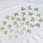 Butterfly Nail Rhinestones - 20pcs/bag Gold Silver Mix 3d Flatback Crystal Charms