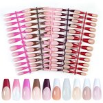 French Press on Nails - 120Pcs Short Almond No Trace Removable False Tips