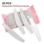 Stainless Steel Nail File Strip - 50pcs+1 Half Moon Replaceable Sandpaper Tool