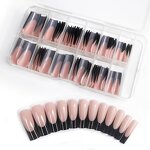 Black White Nail Tips - 120PCS French Square Wearable ABS Press on Nails Boxed