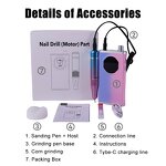 40000 RPM Nail Drill - Rechargeable Portable Powerful Acrylic Gel Salon Kit