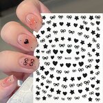 3D Nail Stickers - Shining White Ribbon Bow Star Heart Manicure Decoration