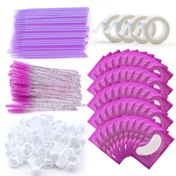 Eyelash Extension Set - Disposable Micro Tape Eye Pad Mascara Wands Applicator