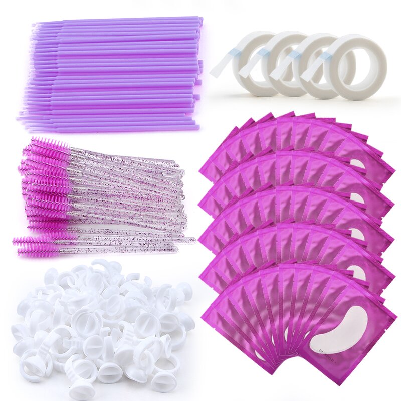 Eyelash Extension Set - Disposable Micro Tape Eye Pad Mascara Wands Applicator
