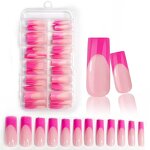 Black White Nail Tips - 120PCS French Square Wearable ABS Press on Nails Boxed