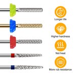 Tungsten Steel Nail Drill Bit Set - 10-Piece Rainbow Diamond 3/32" Milling Cutter