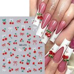 Semi Cured Gel Stickers - 5D Luxury Floral Butterfly Cherry UV Art Nail Tool