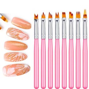 Nail Art Brush Set - 8pcs Painting Liner Stamping Draw Print Pen Manicure Tool