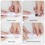 Mini Electric Nail Drill Pen - Low Noise 5 Polishers Set Manicure Pedicure Tool