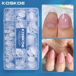 Matte Soft Gel Tips - 300pcs Short Square Coffin Full Cover Clear Press on