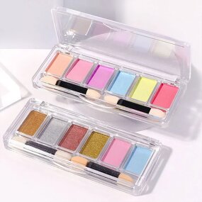 Solid Mirror Powder Set - Nail Pigment Palette Dust Gradient Glitter DIY Tool