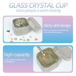Glass Dappen Dish - High Quality Rhinestone Liquid Powder Crystal Cup with Lid