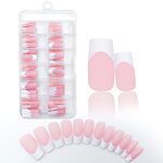 Black White Nail Tips - 120PCS French Square Wearable ABS Press on Nails Boxed