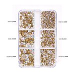 Nail Rhinestones Set - 6 Grid Tapered Bit AB Pointed Bottom Gem Charms Decor