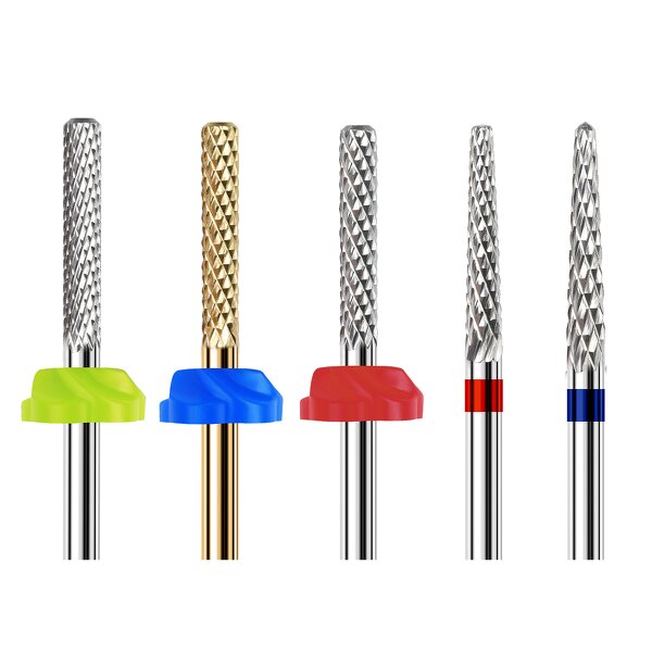 Tungsten Steel Nail Drill Bit Set - 10-Piece Rainbow Diamond 3/32" Milling Cutter
