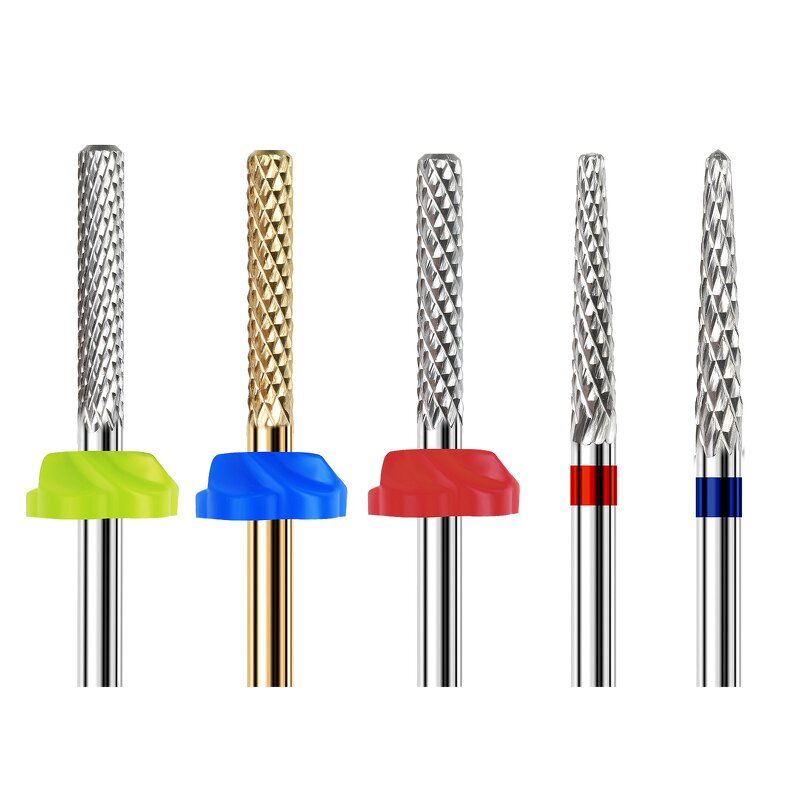 Tungsten Steel Nail Drill Bit Set - 10-Piece Rainbow Diamond 3/32" Milling Cutter