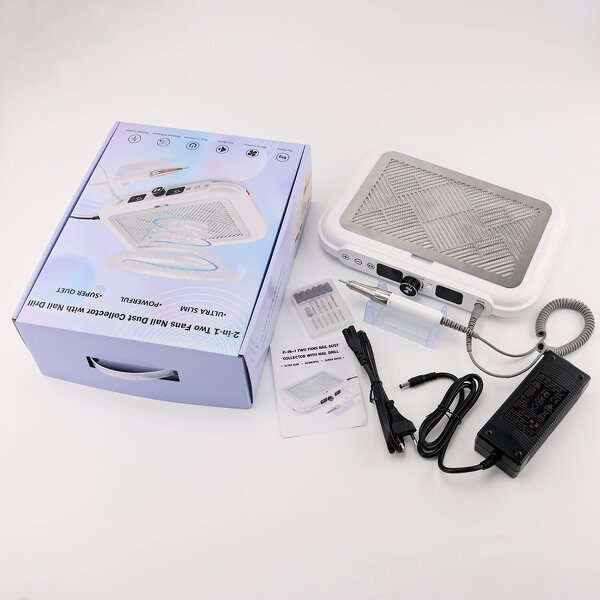 2-in-1 Nail Drill Dust Collector - 45000rpm Dual Rotation Vacuum Cleaner Machine